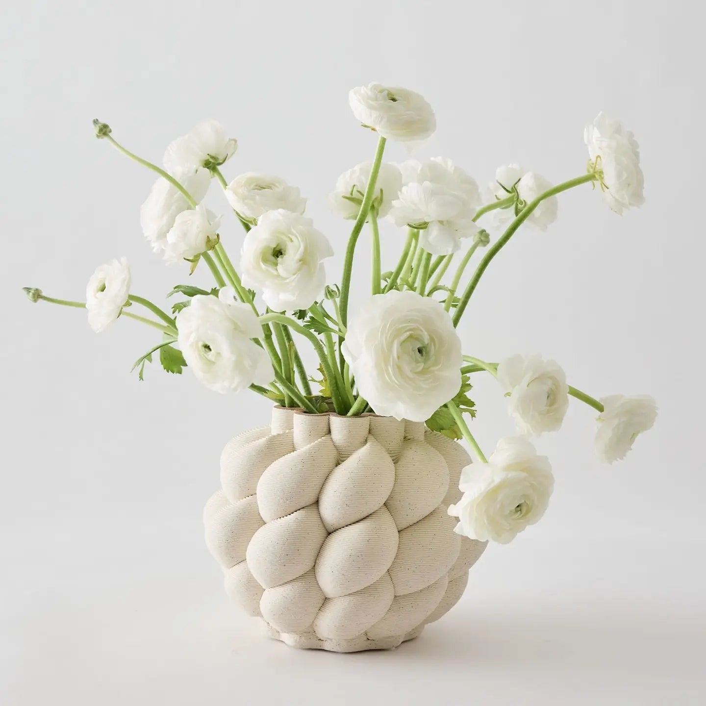 Nuvola 3D Printed Vase in Porcelain Clay