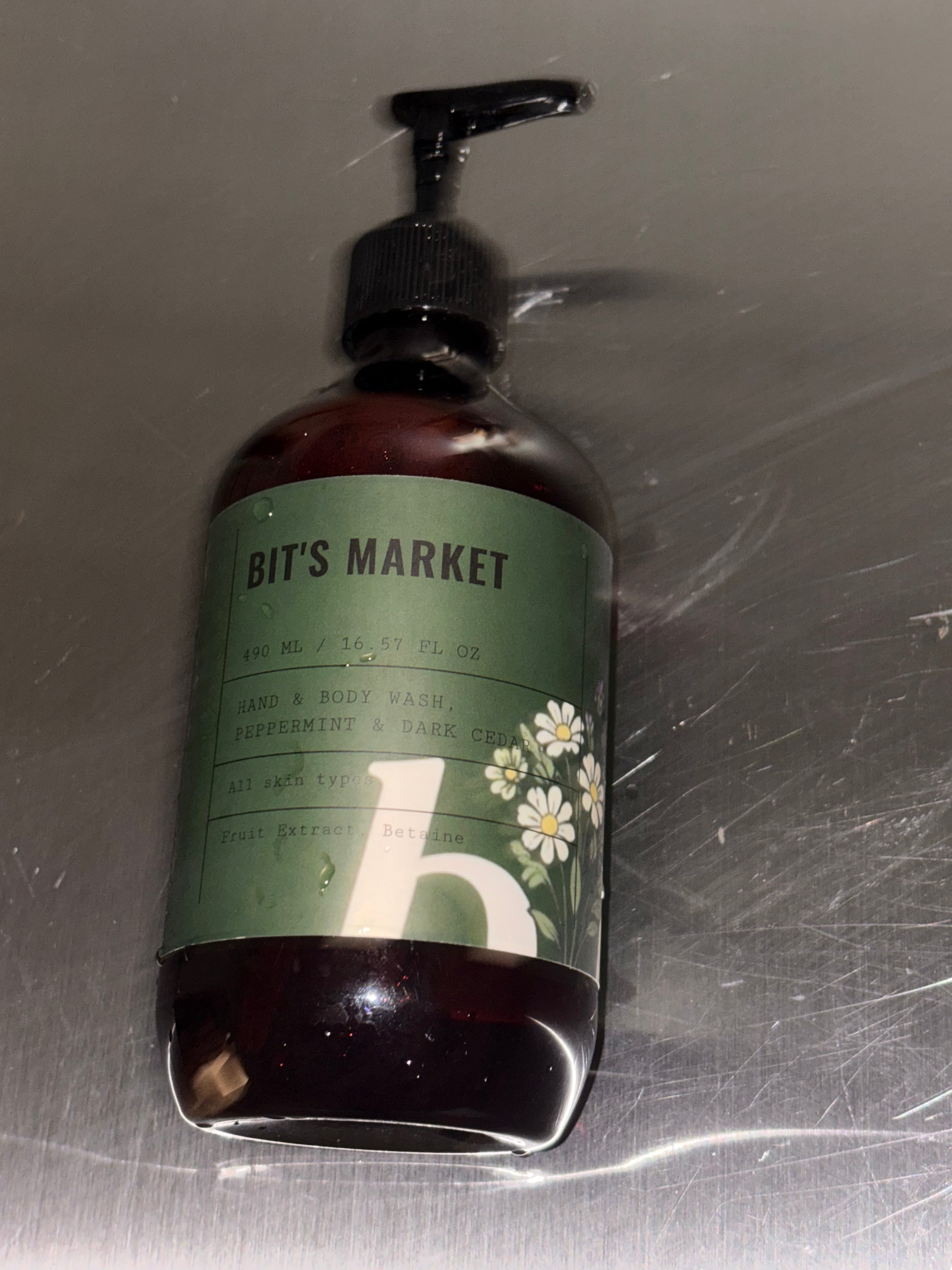 Hand & Body Wash, Peppermint & Dark Cedar